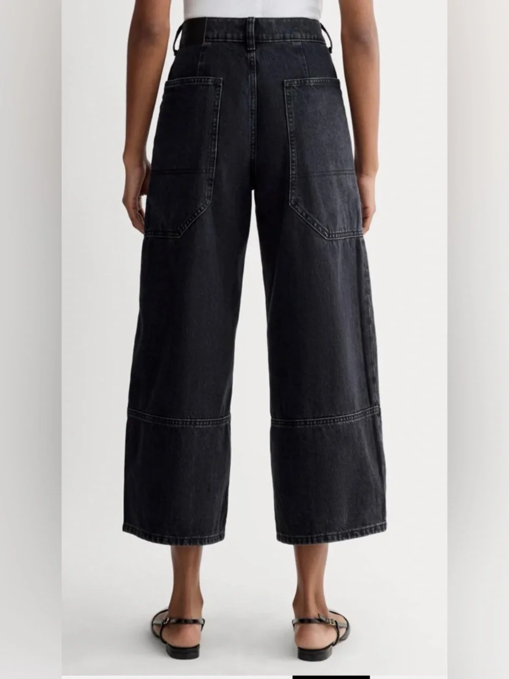 Everlane Jeans 27 Black The Way-High Gardener Cropped Wide Leg High Rise Organic - Picture 3 of 15